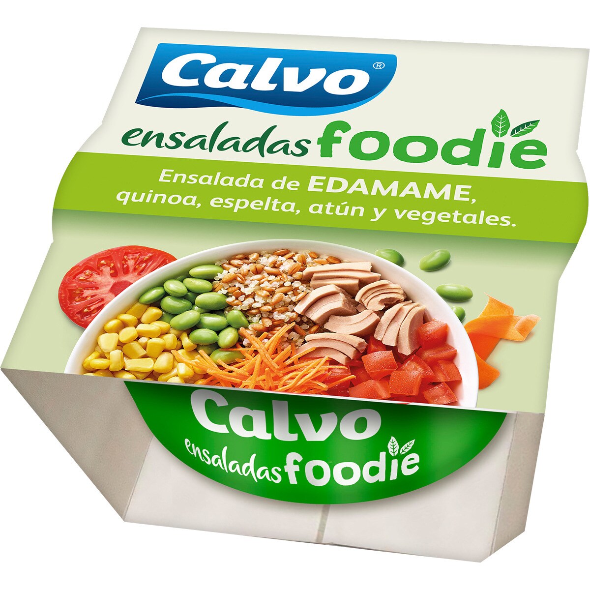 Ensalada foodie con edamame, quinoa, atún y vegetales estuche 190 g