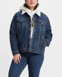 plus size dark washed denim jacket 