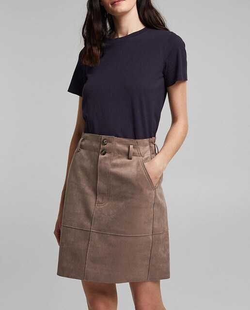 brown suede skirt short