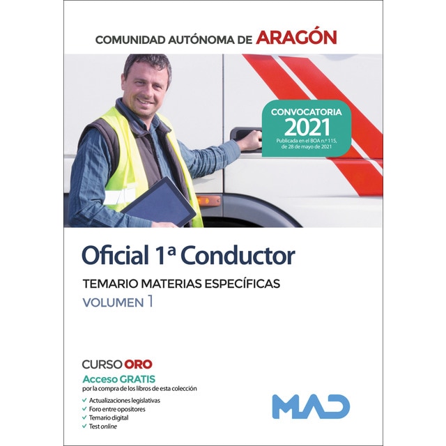 Oficial 1ª conductor de la comunidad autónoma de aragón. Temario de materias específicas volumen 1 (Tapa blanda)