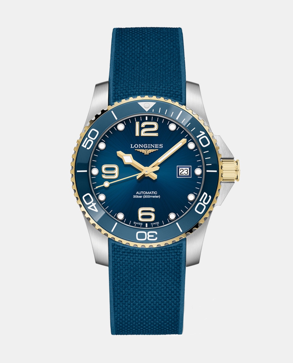 Longines - Reloj de hombre Longines Hydro Conquest L37813969 automático de caucho azul.