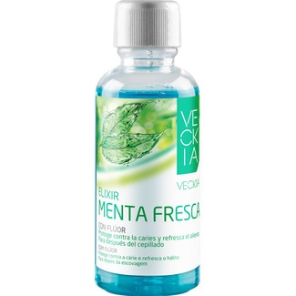 VECKIA fresh mint elixir with fluoride flask 100 ml fights cavities and protects the enamel