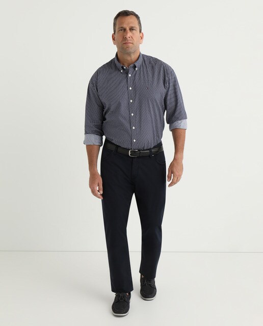 Pantalon chino homme regular uni en tissu stretch bleu marine grandes tailles