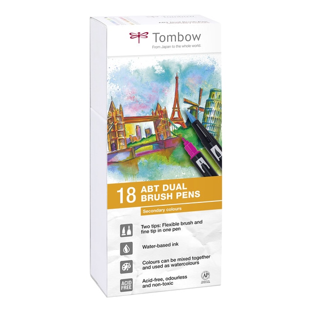 Estuche 18 Rotuladores ABT Tombow Colores Primarios.