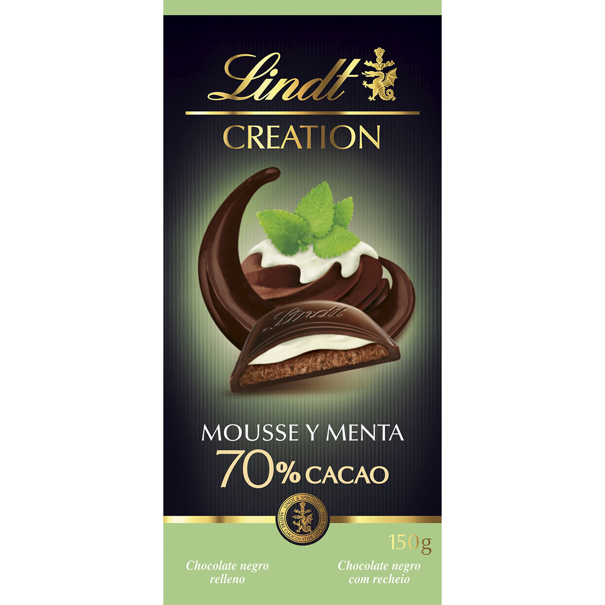 chocolate negro 70% con menta relleno de mousse