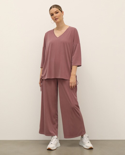 elasticated straight leg trousers