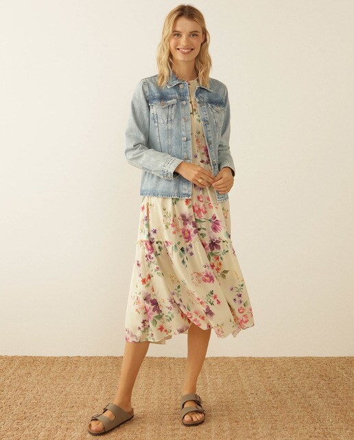 Long Sleeve Floral Midi Dress Women S Fashion El Corte Ingles