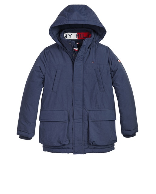 Baby boys' navy blue hooded parka 