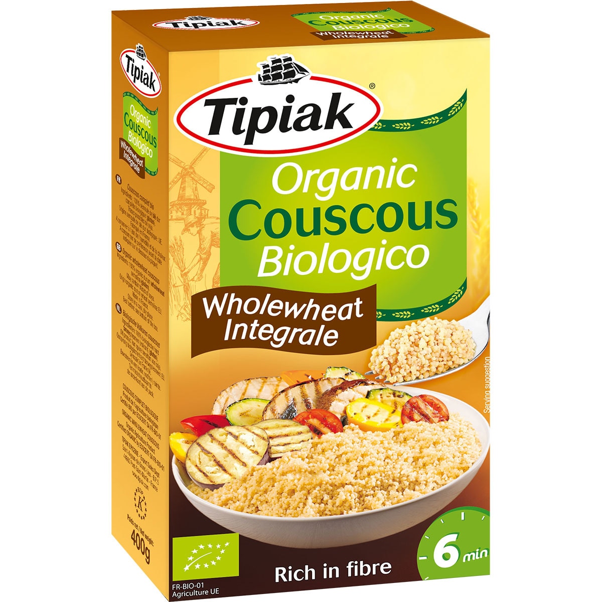 Cous cous bio integral paquete 400 g · TIPIAK · Supermercado El Corte
