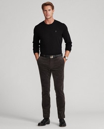 Men's slim-fit black corduroy trousers 