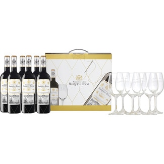MARQUES DE RISCAL vino tinto reserva DOCa Rioja caja 6 botellas 75 cl + 6 copas