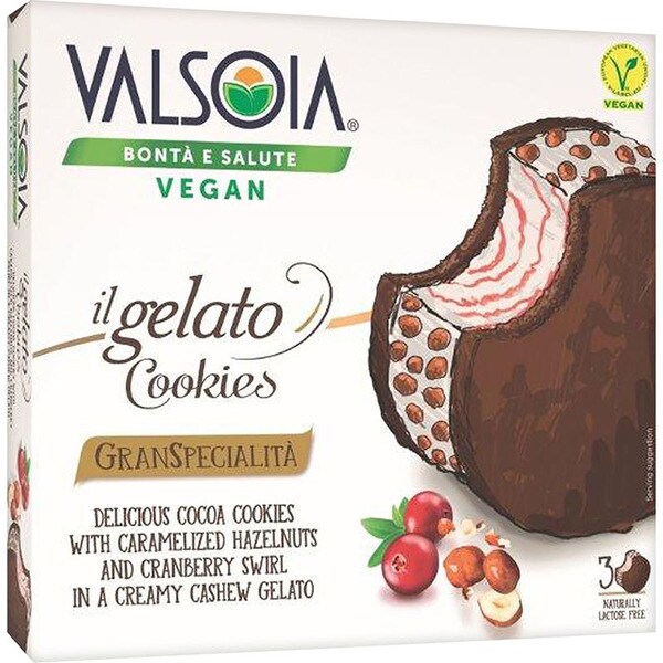 VALSOIA helado de anacardo con arándanos, avellanas caramelizadas envase 270 g sin lactosa 3 unidades