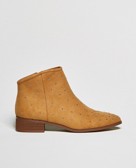 flat studded ankle boots