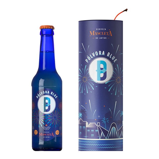 Cerveza rubia artesana Pólvora Blue Mascletà