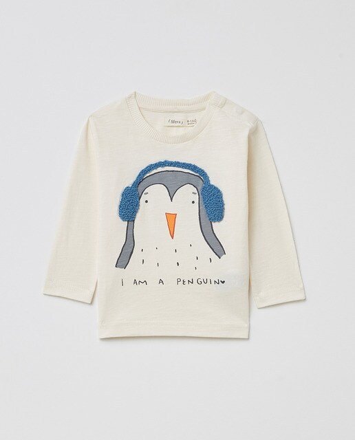 Baby boys' T-shirt with a penguin 