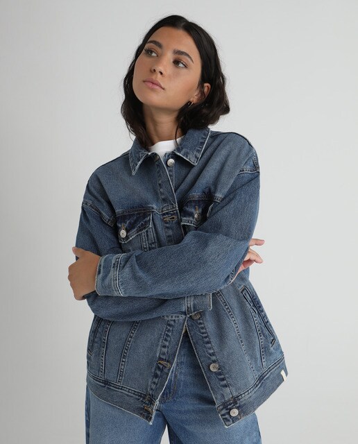 female oversized denim jacket
