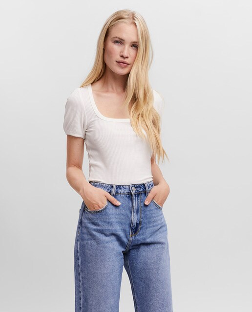 Women's short sleeve square neck top 
