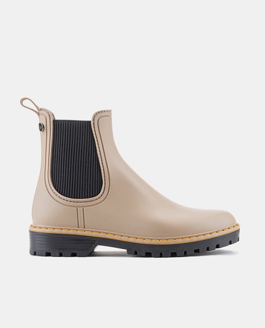 Botas de agua chelsea de mujer en color topo