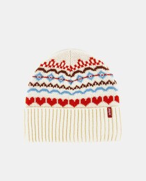 Beige printed knit hat · Women's 
