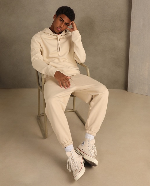 mens cream joggers