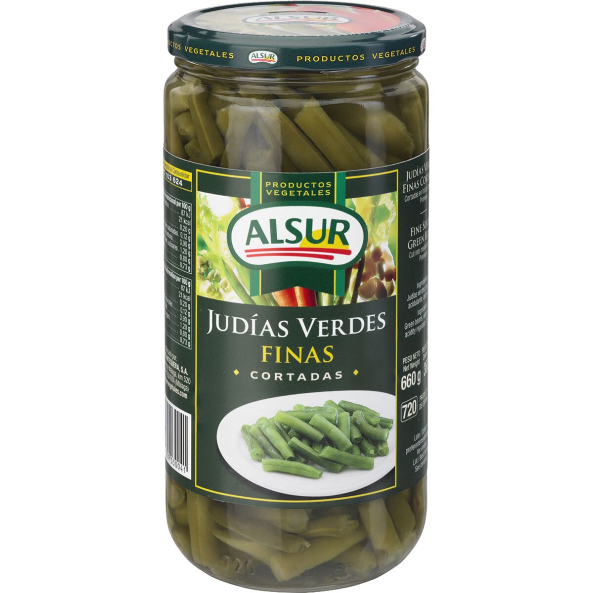 Buy fine green beans flask 360 drained weight g · ALSUR · Supermercado