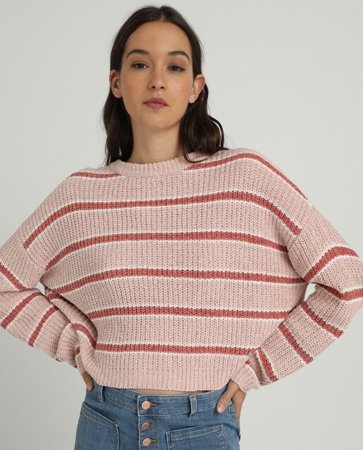 cropped chenille sweater