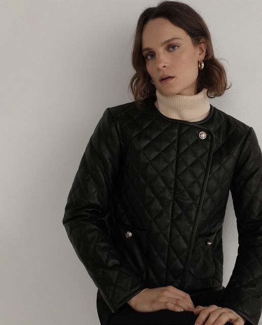 quilted faux leather jacket