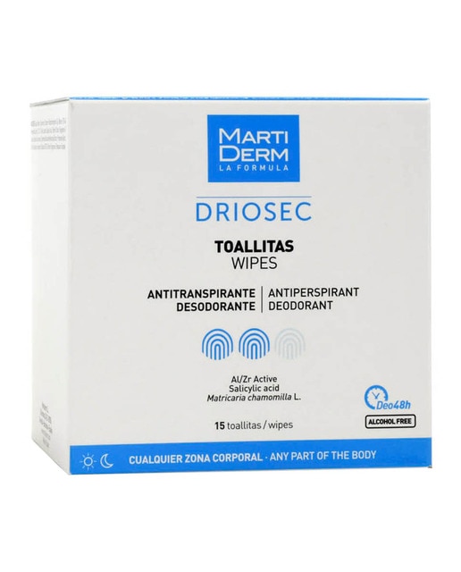 Toallitas antitranspirantes y desodorantes Driosec Driosec Martiderm