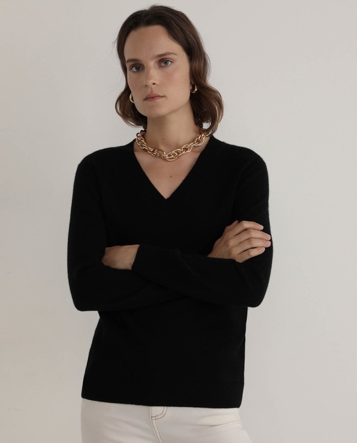 Jersey 100% cashmere cuello pico
