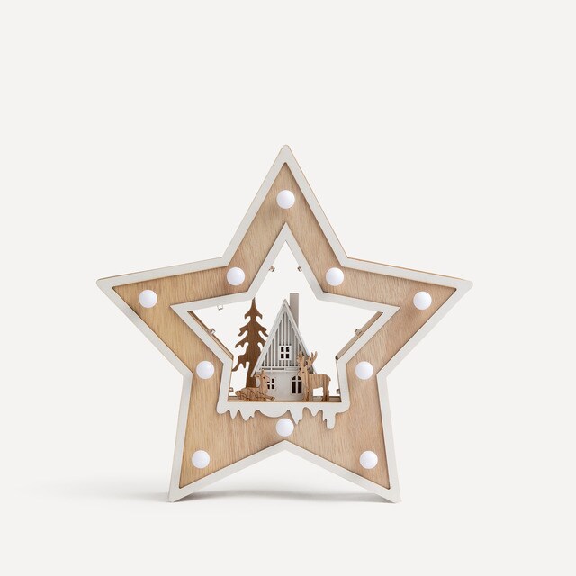 Étoile en bois à lumière LED Noël El Corte Inglés