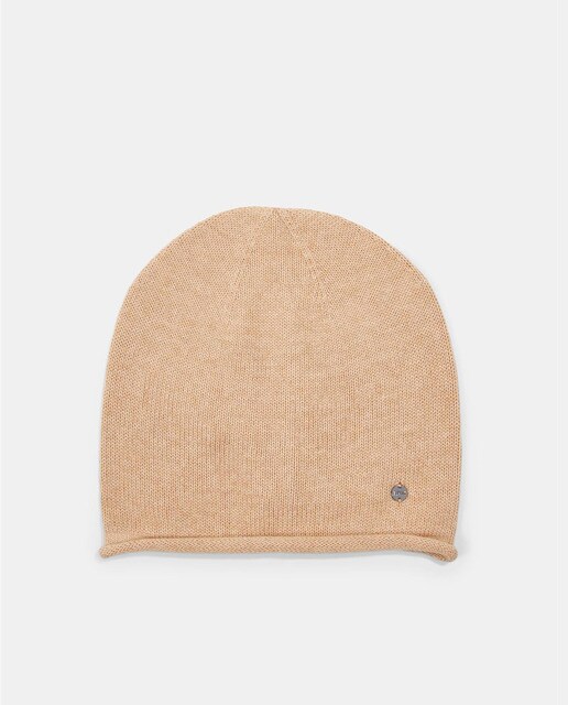 Beige cotton beanie hat · Women's 