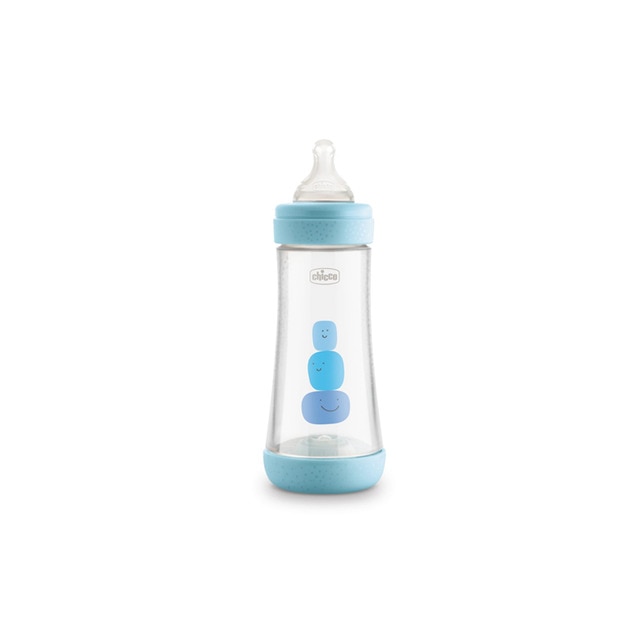 Biberón Anticólicos Perfect5 Tetina Silicona Chicco Flujo Rápido (300 ml.) +6 M. azul bebé