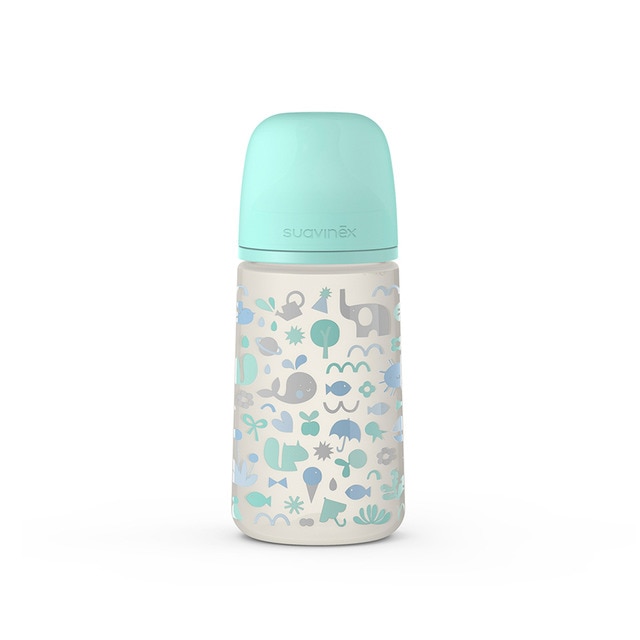 Biberón Anatómico Suavinex Tetina Silicona Memories T1M (270 ml.) Flujo Medio 0 - 6 M. verde