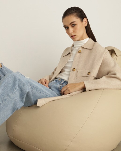 knit overshirt with pockets