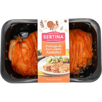 SERTINA pechuga de pavo fresca (Vega Baja del Segura, Alicante) con adobo Andaluz bandeja 600 g peso aproximado