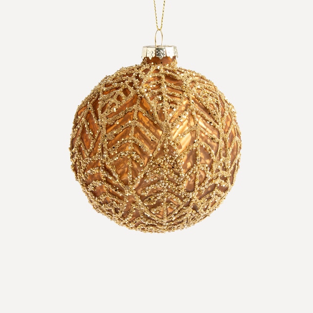 Bola de cristal dorado con hojas en relieve Navidad El Corte Inglés
