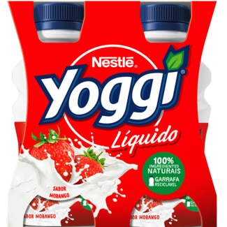 Yoggi Iogurte Líquido de Morango Pack 4 unidades embalagem 160 ml