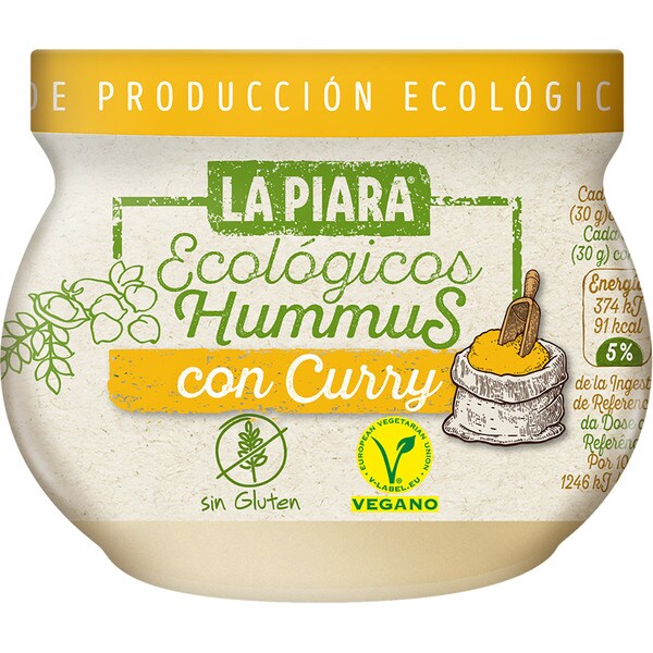 LA PIARA hummus ecológico con curry sin gluten frasco 200 g