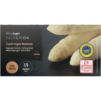 EL CORTE INGLES SELECTION espárragos blancos IGP de Navarra extra gruesos 7-9 piezas lata 500 g neto escurrido