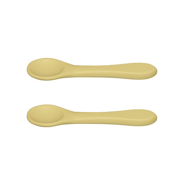Set of 2 Babylivia wheat beige silicone spoons