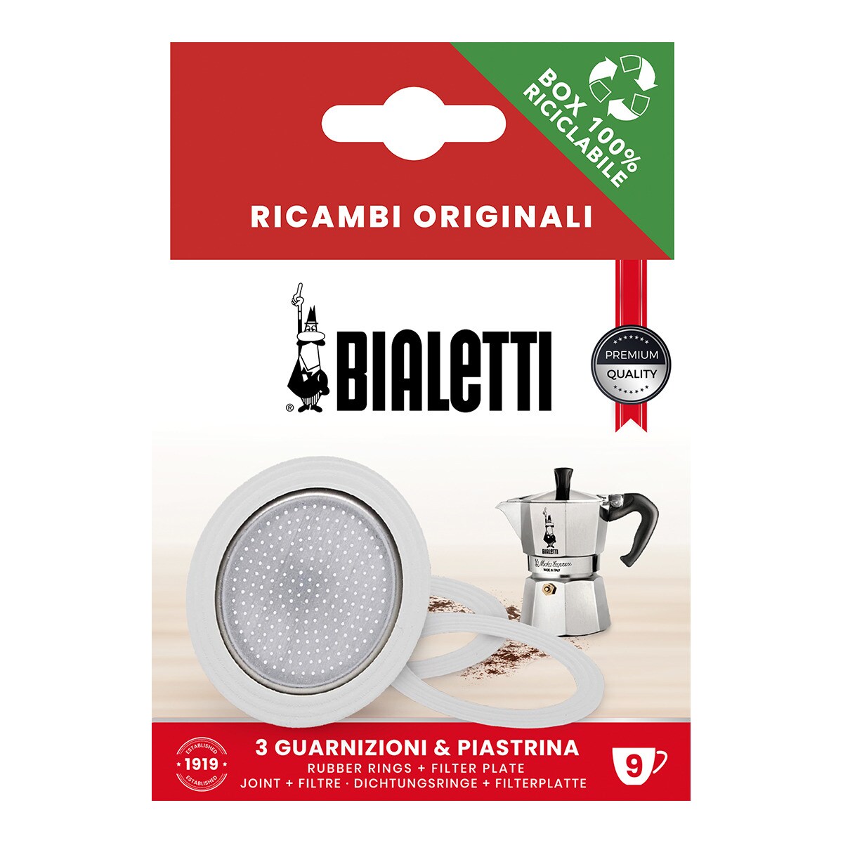 Bialetti - Repuesto De 4 Juntas + 1 Filtro Para Cafeteras Moka Express Bialetti.