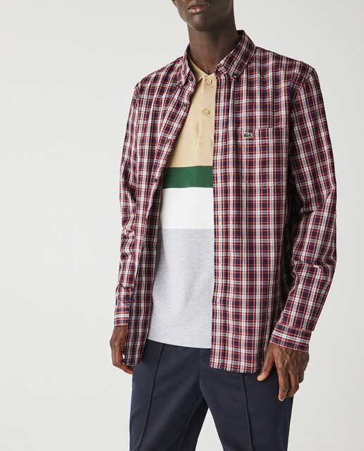 two-tone check print Oxford shirt 