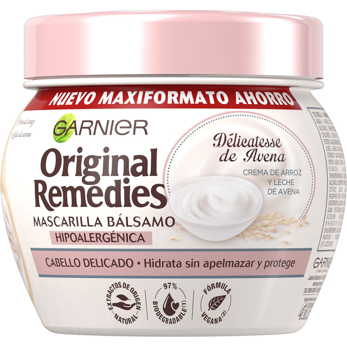 Garnier Original Remedies Haarmaske – Mit Reiscreme & Bio-Hafermilch, 340 Ml, Für Geschmeidiges, Gepflegtes Haar