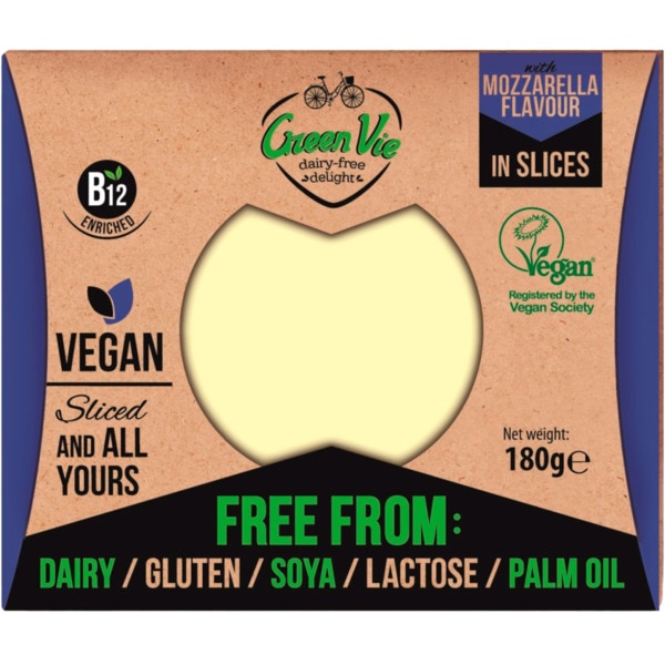 Fatias com Sabor Mozzarella Vegan sem Lactose e sem Glúten embalagem 180 g