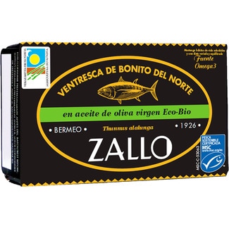 ZALLO ventresca de bonito del norte en aceite de oliva ecológico lata 81 g neto escurrido
