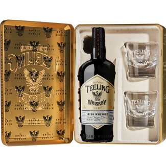 TEELING Small Batch Irish whiskey Metal presentation box bottle 70 cl with 2 glasses