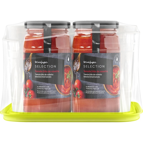 EL CORTE INGLES SELECTION tomate frito de cosecha con aceite de oliva sin gluten pack 4 frasco 350 g  con regalo de un envase hermético