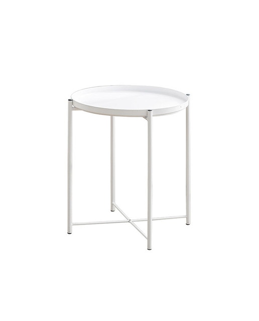 Mesa auxiliar Nordic plata y blanca