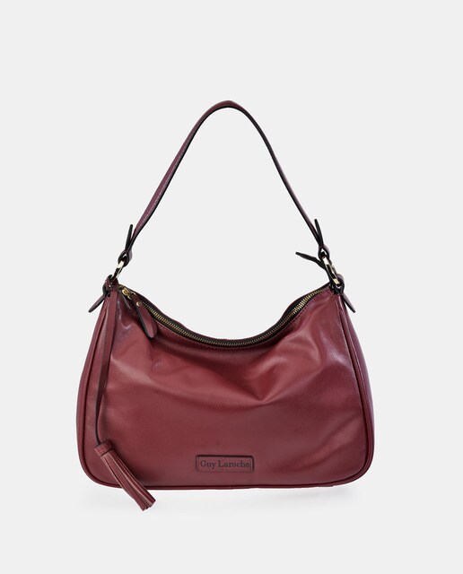 Burgundy soft nappa leather hobo bag with zip · Women's fashion · El Corte  Inglés