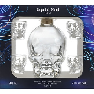 CRYSTAL HEAD Kanadischer Premium Wodka Etui Flasche 70 cl + 4 Gläser